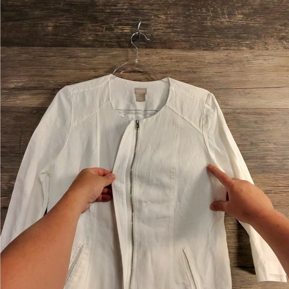 Chico's Off-White Utility Linen Jacket - Picture 3 of 9